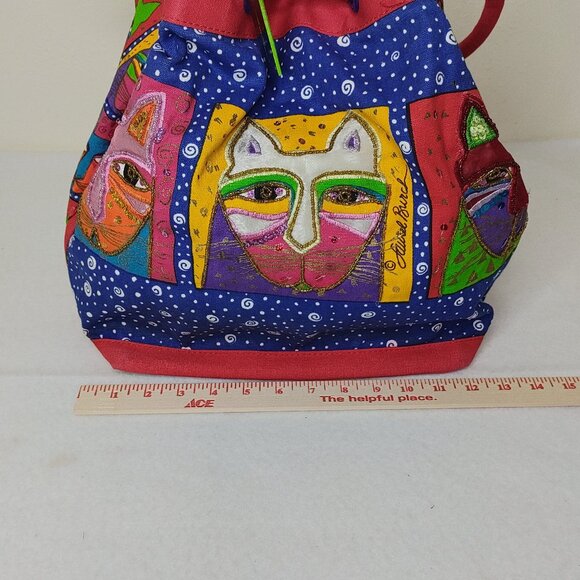 Laurel Burch Red Tote Bag Cat Print Sequins w/Tag & Block Sun N Sand Vintage - Picture 16 of 16